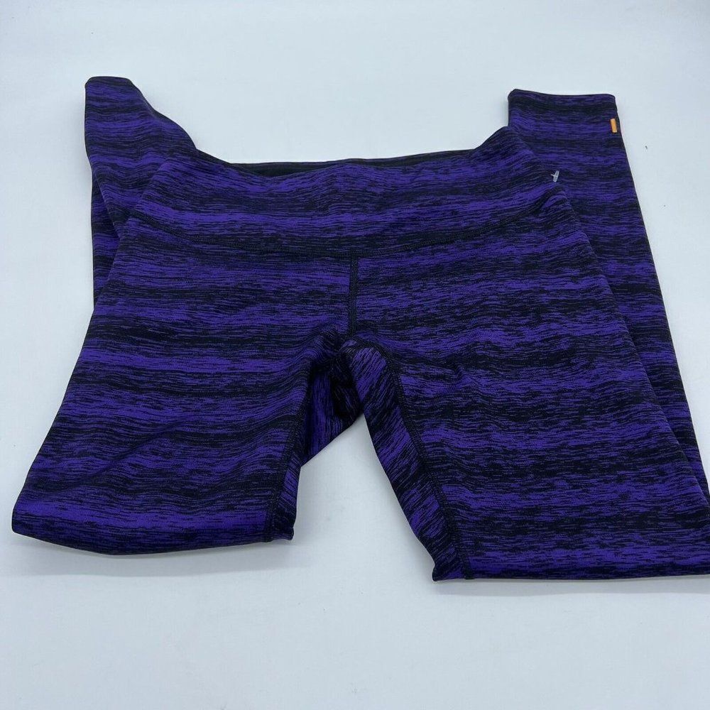 LUCY Fitted Purple Black Active Gym Yoga Athletic Capri Leggings Pants Medium MD
